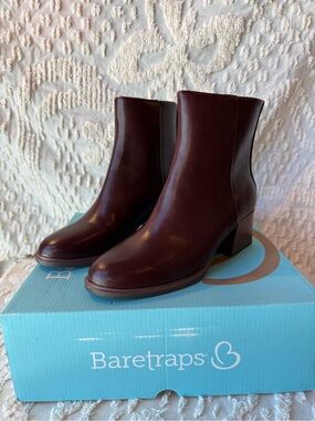 BareTraps Burgundy Block Heel Ankle Boots #719